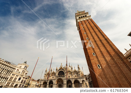 Venice Italy - St Mark square with the Cathedral and Bell tower 61768304