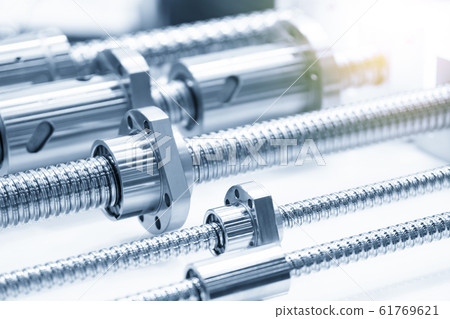 Close-up scene of lead ball screw spare parts. Close-up scene of lead ball screw spare parts. 61769621