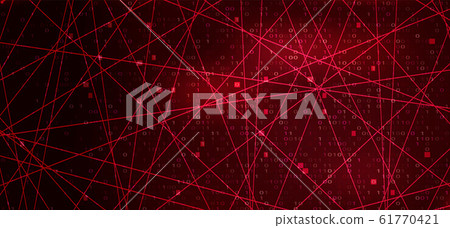 Digital Binary Code on Red Background with Lines. Hacker Attack Concept 61770421
