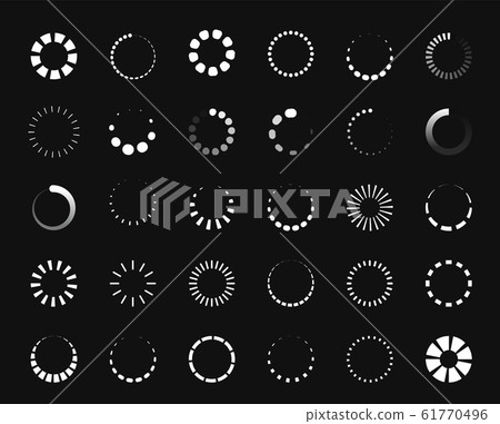 Circle loader icon. Round progress bar and download symbol for application UI, countdown and wait indicator. Vector circle loader status set Circle loader icon. Round progress bar and download symbol for application UI, countdown and wait indicator. Vector circle loader status set 61770496