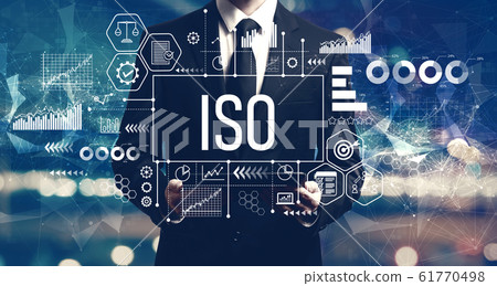ISO concept with businessman holding a tablet 61770498