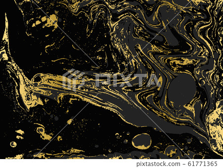 Minimalistic gold and black marble pattern. Agate ripple background. 61771365