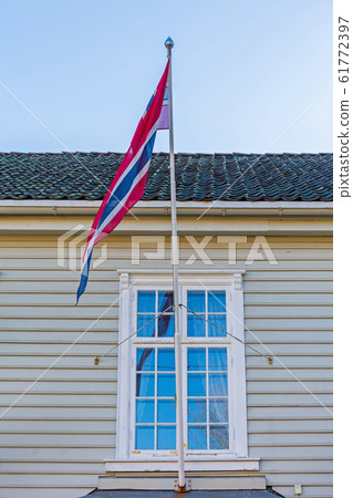 Norwegian Flag at Window Norwegian Flag at Window 61772397