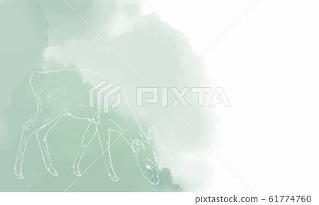 逼真的鹿畫水彩風格背景 61774760