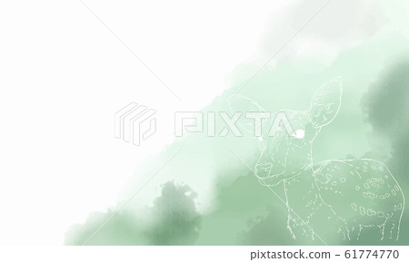 逼真的鹿畫水彩風格背景 61774770