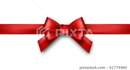 Shiny red satin ribbon isolated on white background, realistic graphic design element Shiny red satin ribbon isolated on white background, realistic graphic design element 61774960