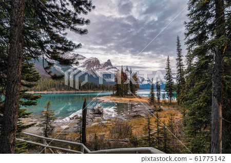 Spirit Island with Canadian rockies on Maligne 61775142