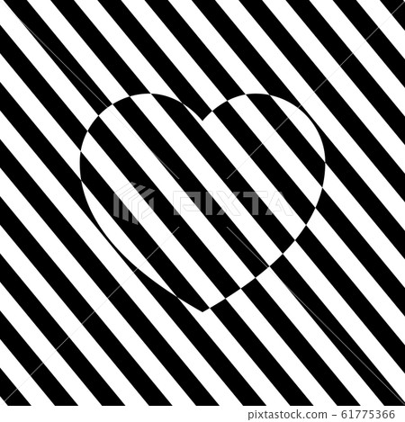 Trendy striped ornament with the effect of the illusion of a heart shape. Trendy striped ornament with the effect of the illusion of a heart shape. 61775366