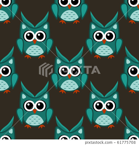 Owl stylized art seemless pattern green colors Owl stylized art seemless pattern green colors 61775708