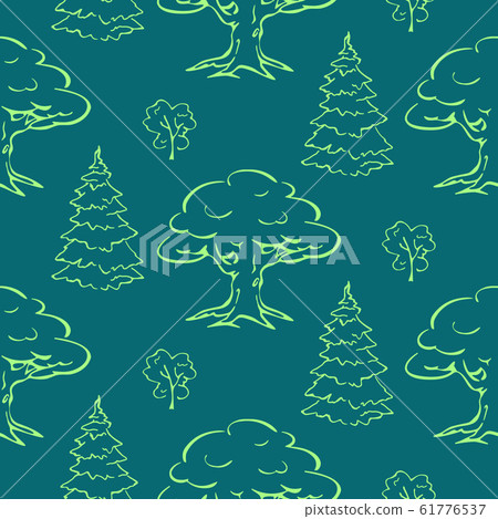 Seamless vector texture, pattern with tree outline 61776537