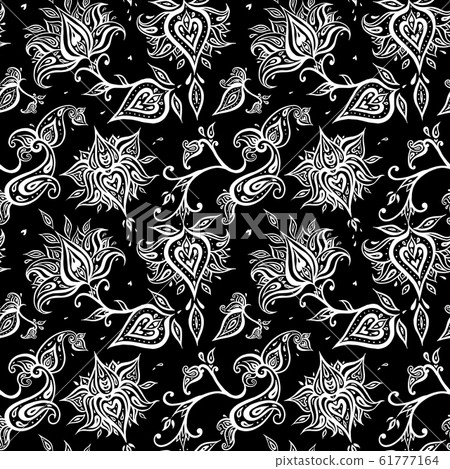 Paisley background. Vintage Seamless pattern with hand drawn Abstract Flowers. Paisley background. Vintage Seamless pattern with hand drawn Abstract Flowers. 61777164