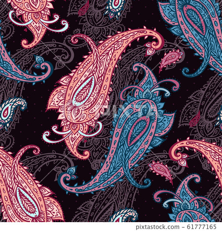 Paisley background. Vintage Seamless pattern with hand drawn Abstract Flowers. Paisley background. Vintage Seamless pattern with hand drawn Abstract Flowers. 61777165