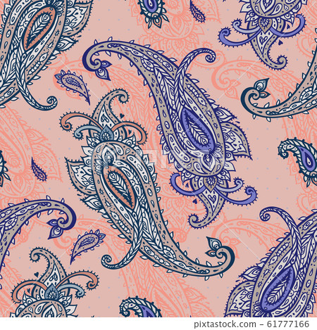 Paisley background. Vintage Seamless pattern with hand drawn Abstract Flowers. Paisley background. Vintage Seamless pattern with hand drawn Abstract Flowers. 61777166
