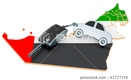 Sale or rent car in the UAE concept, 3D rendering 61777376