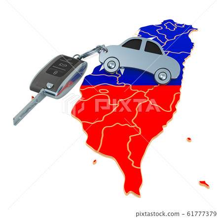 Sale or rent car in Taiwan concept, 3D rendering 61777379