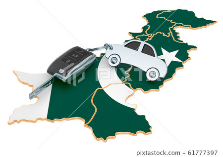 Sale or rent car in Pakistan concept, 3D rendering 61777397