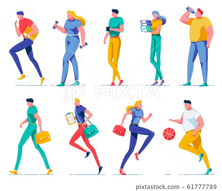 Cartoon Characters in Different Life Spheres Flat. Cartoon Characters in Different Life Spheres Flat. 61777789