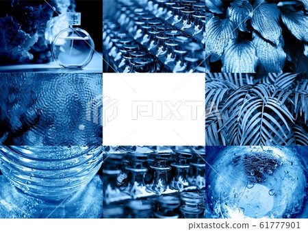 Collage in color 2020 classic blue.Trend, Horizontal frame. Collage in color 2020 classic blue.Trend, Horizontal frame. 61777901