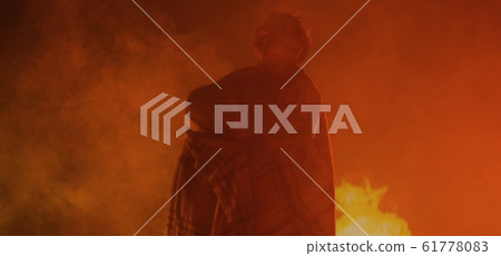 Boy and girl trapped in fire crying for help 61778083