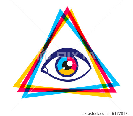 Vintage vector poster with pyramid and eye. 61778173
