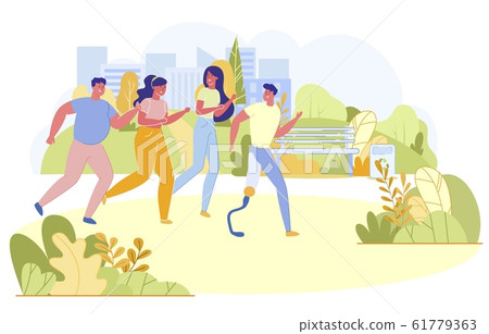 Vector Illustration Group Friends Play Sports. Vector Illustration Group Friends Play Sports. 61779363