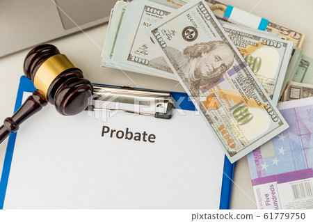 Probate text written on a diary . Testament and last will. 61779750