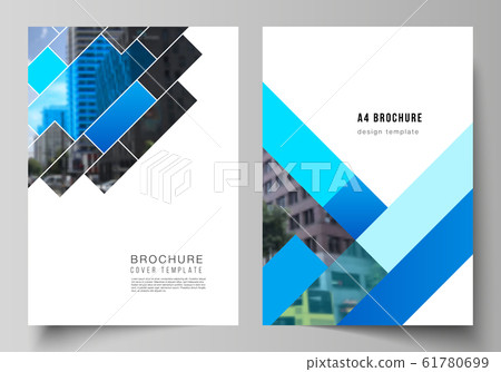 The vector layout of A4 format modern cover mockups design templates for brochure, magazine, flyer, booklet, annual report. Abstract geometric pattern creative modern blue background with rectangles. The vector layout of A4 format modern cover mockups design templates for brochure, magazine, flyer, booklet, annual report. Abstract geometric pattern creative modern blue background with rectangles. 61780699