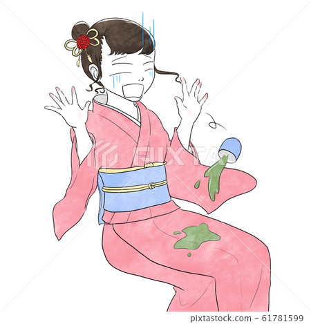 穿著和服的女人潑茶驚魂（右圖滑稽） 61781599