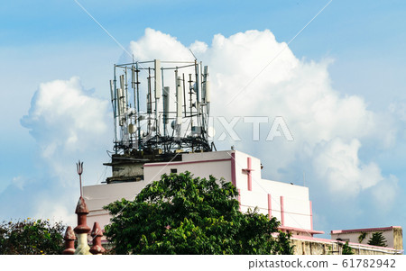High Voltage Electric Power Transmission Cell Tower radio Antenna. High Voltage Electric Power Transmission Cell Tower radio Antenna. 61782942