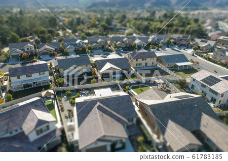 Aerial View of Populated Neigborhood Of Houses Aerial View of Populated Neigborhood Of Houses 61783185