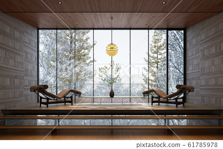 Villa with snow scenery 61785978