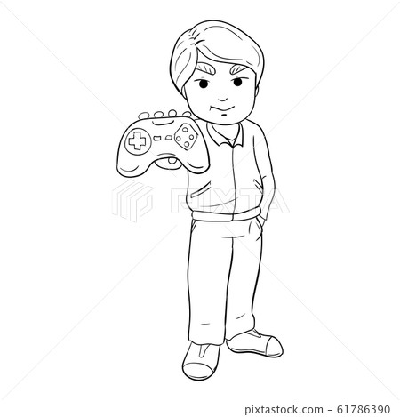 Vector Illustration Male Gamer Hold Wireless Stock Illustration