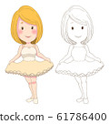 vector cartoon cute ballet girl colored and line art isolated on white 61786400