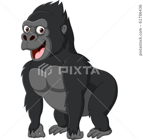 Cartoon funny gorilla on white background Cartoon funny gorilla on white background 61786436