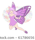 vector illustration of butterfly fairy on flowers pattern background 61786656