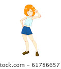 vector illustration of a cute girl in V-sign poses 61786657