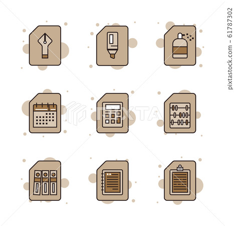 Stationary icon set in thin line style. icons set 61787302