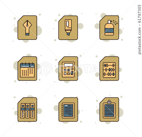 Stationary icon set in thin line style. icons set - Stock Illustration ...