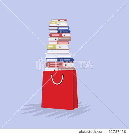 Stack of books in shopping bag. Book shopping concept. Vector illustration. 61787458