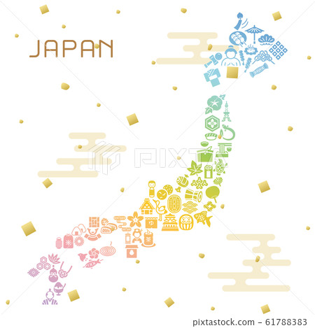 Japanese archipelago made of Japanese icons 61788383