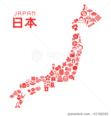 由日本圖標製成的日本群島 由日本圖標製成的日本群島 61788385