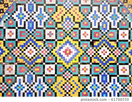 Detail of traditional persian mosaic wall, Iran 61788550