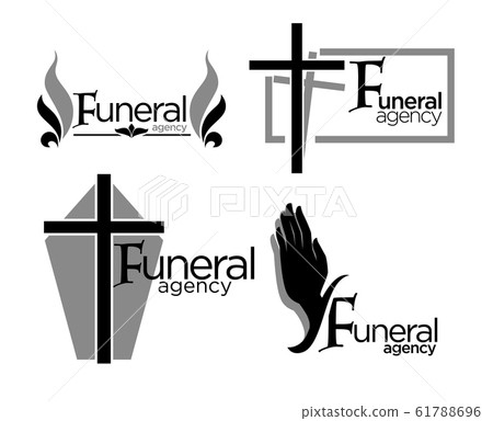 Burial and funeral agency isolated icons, interment arrangement Burial and funeral agency isolated icons, interment arrangement 61788696