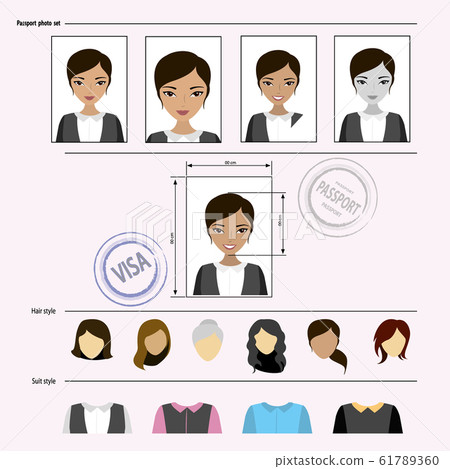 Face asian woman set 61789360