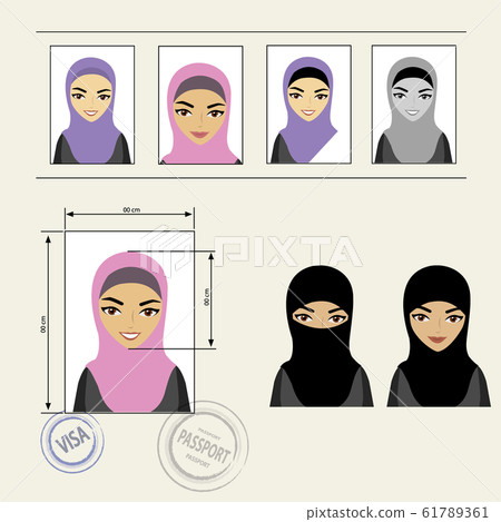 Set template face muslim girl 61789361
