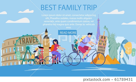 Family Vacation in Foreign Country Vector Webpage 61789431