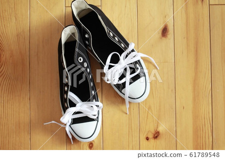 Brand new black high-top sneakers - sneakers before lacing Brand new black high-top sneakers - sneakers before lacing 61789548