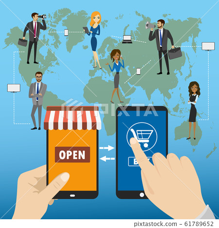 shopping on the phone, flat design. 61789652
