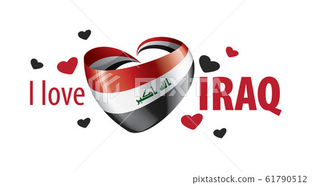 National flag of the Iraq in the shape of a heart and the inscription I love Iraq. Vector illustration National flag of the Iraq in the shape of a heart and the inscription I love Iraq. Vector illustration 61790512