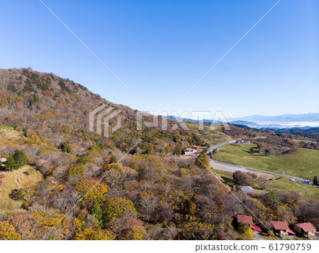 [Aichi Prefecture] Chausuyama Kogen Hagitaroyama Autumn leaves Aerial photography 61790759